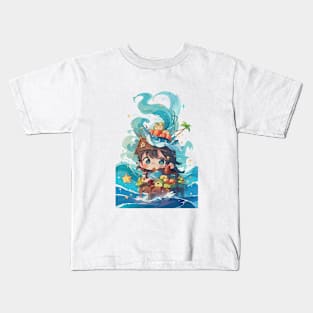 Kawaii Wave Girl Kids T-Shirt